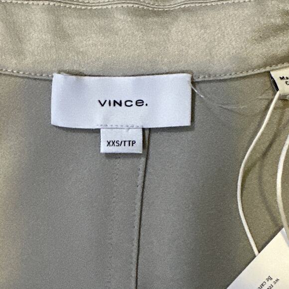 NWT Vince Shine Snap Front Satin Bomber Jacket OVERSIZED Women's XXS - Picture 8 of 11